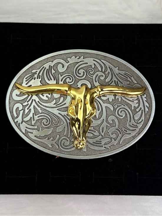 Western Brasstone & Silvertonr Longhorn Large Belt Buckle